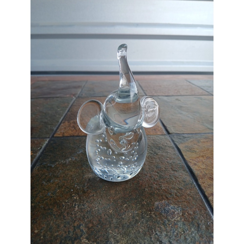 Vintage Glass Elephant Trunk Up Figurine Controlled‎ Bubbles MCM Art Glass 5.5" - Picture 4 of 7